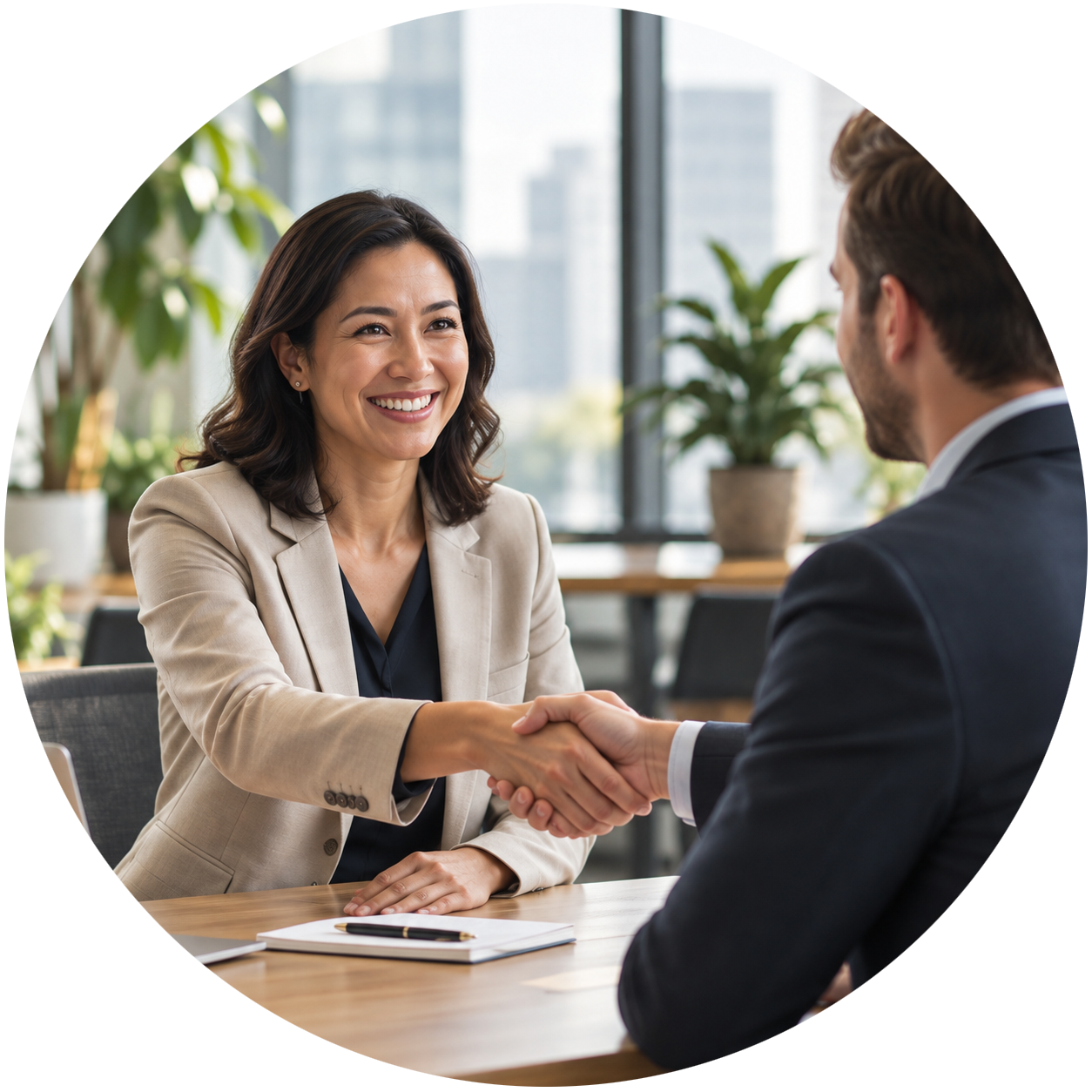 Two people preparing for a workplace conversation